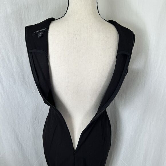 Banana Republic Black Stretch Sleeveless Sheath Dress Back Zip Office Size 0 - Picture 4 of 10